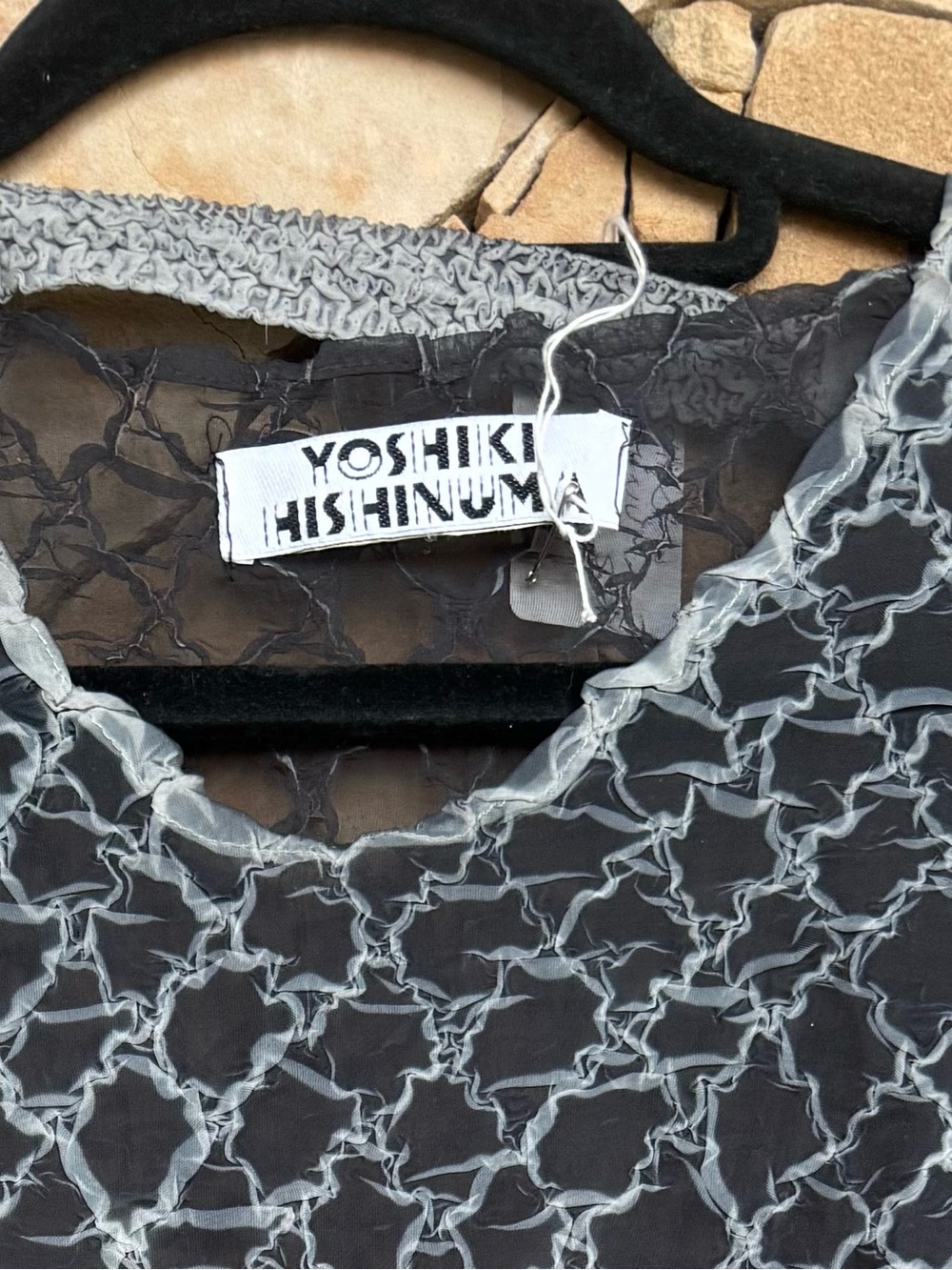 Yoshiki Hishinuma Black & Silver Textured Sheer Top